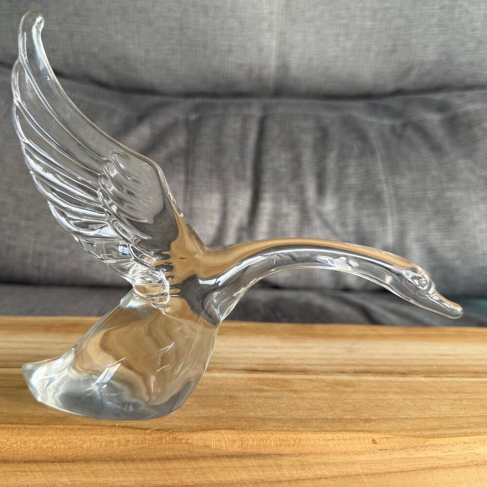 Vintage Flying Goose Figurine, Glass